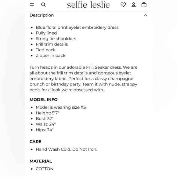 Frill Seeker Eyelet Embroidery TieBack Dress Floral Print  M flawed **2 for 20** - Picture 8 of 16